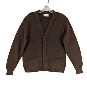 Royal Viking Mens Vintage Brown Knit Button Front Cardigan Sweater USA Made Med